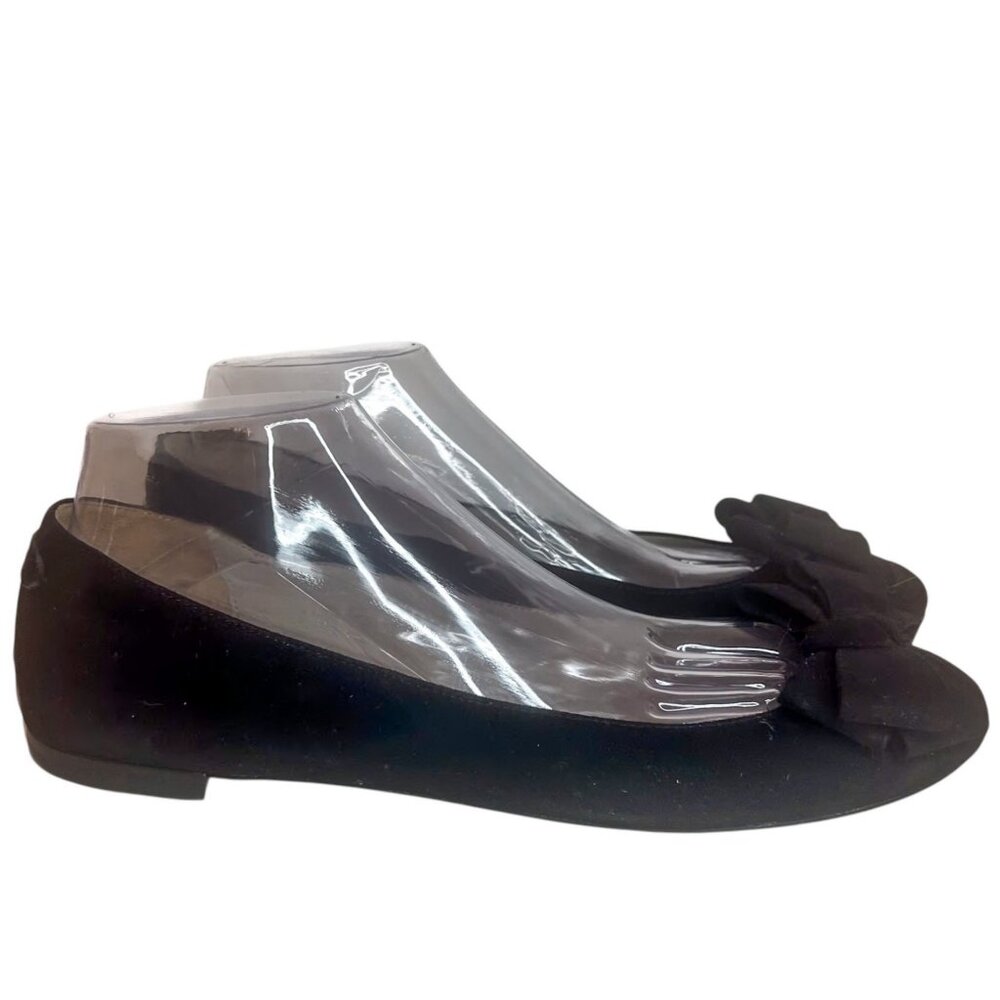 LISA FOR DONALD PLINER 9.5 Lilac Bow Detail Suede Leather Black Ballet Flats